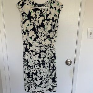 Ralph Lauren Black and White Floral Midi Dress